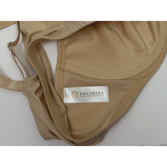 Delimira 34E Front Close NWT Light Beige Bra Racerback Underwire Unpadded 34 E - Picture 3 of 4
